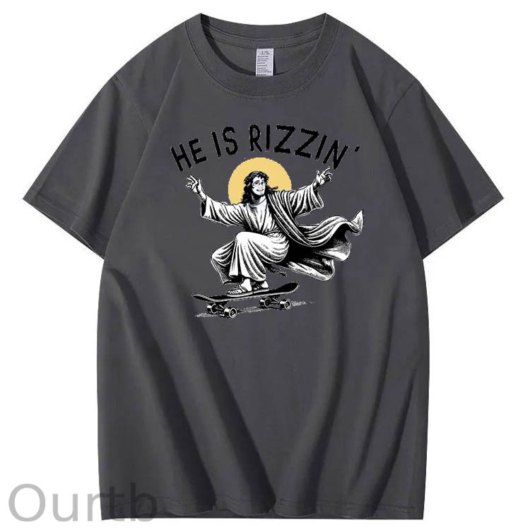 He is Rizzin' Funny Pattern Print Crew Neck T-Shirt