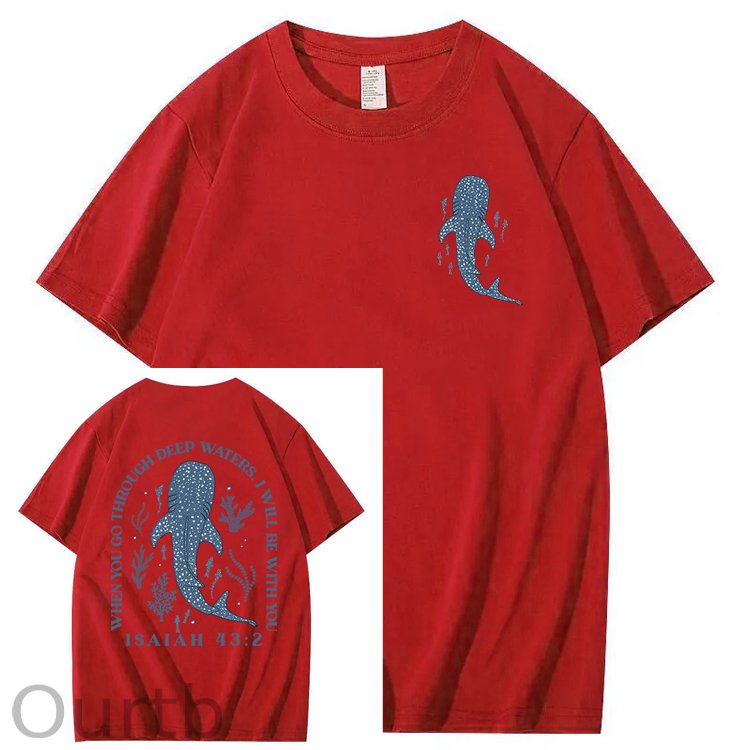 Whale Shark When You Go Through Deep Waters I Will Be With You Isaiah 43:2 100% Cotton T-Shirt