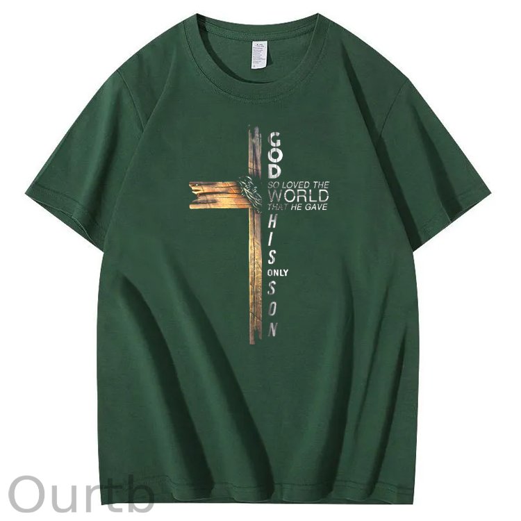 God Pattern Printing Print Crew Neck T-Shirt