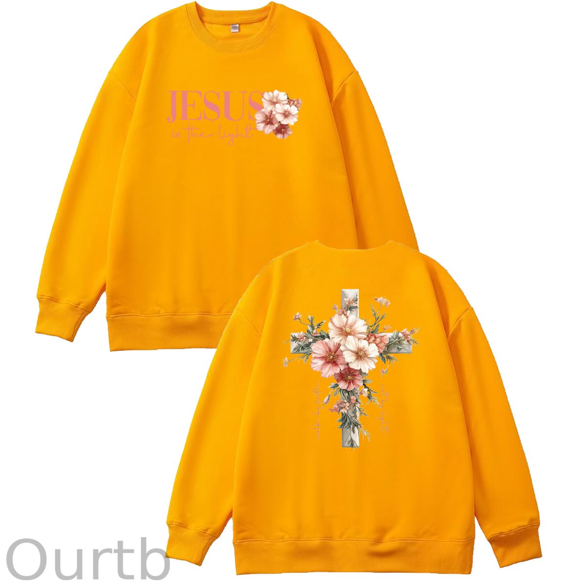 Jesus is The Light  Pattern 100% 300g CottonCrew Neck Sweatshirt