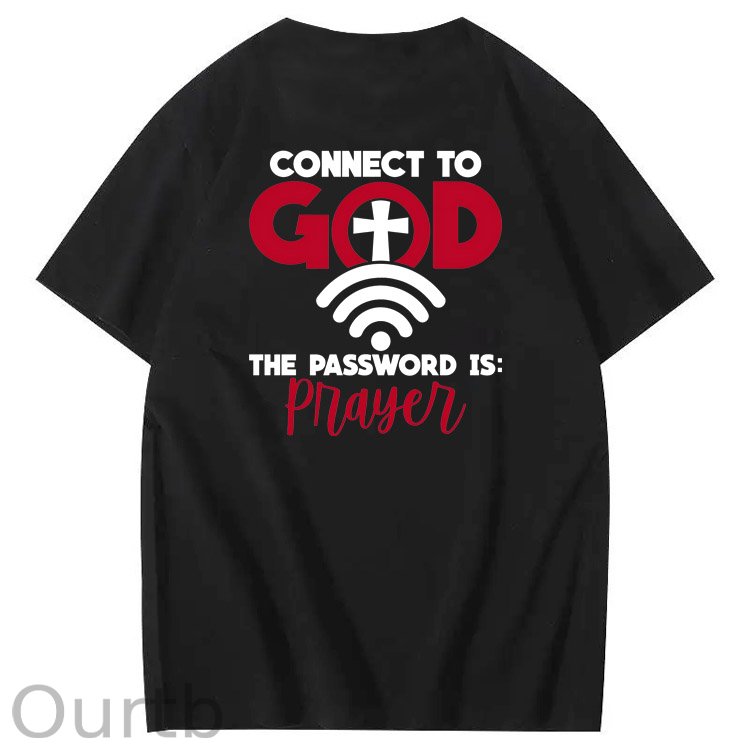 Connect To God The Password is Pattern  Print 100%Cotton T-Shirt