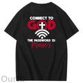 Connect To God The Password is Pattern  Print 100%Cotton T-Shirt