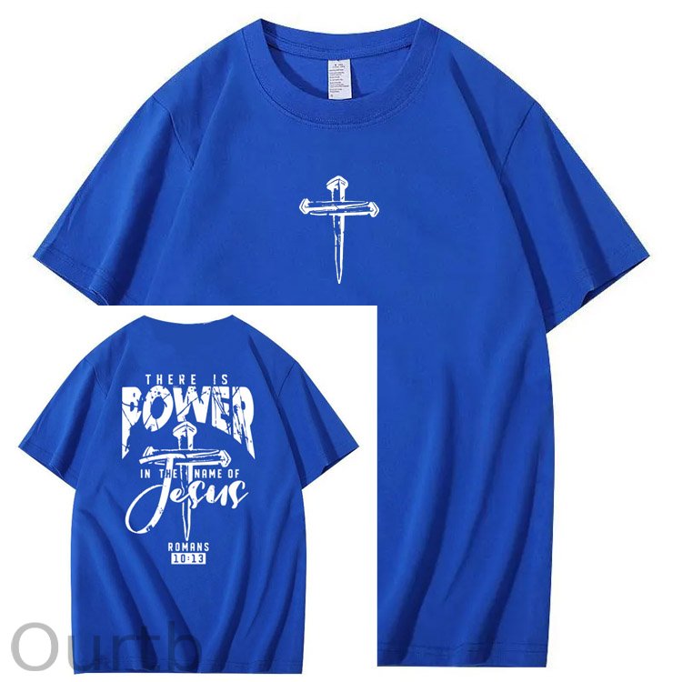 There Is Power In The Name Of Jesus Pattern Print T-Shirt