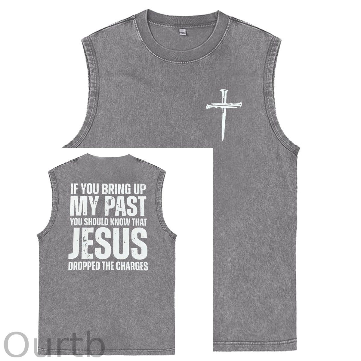 If You Bring Up My Past Print Pattern Sleeveless Cotton Washed Printed Loose Vest