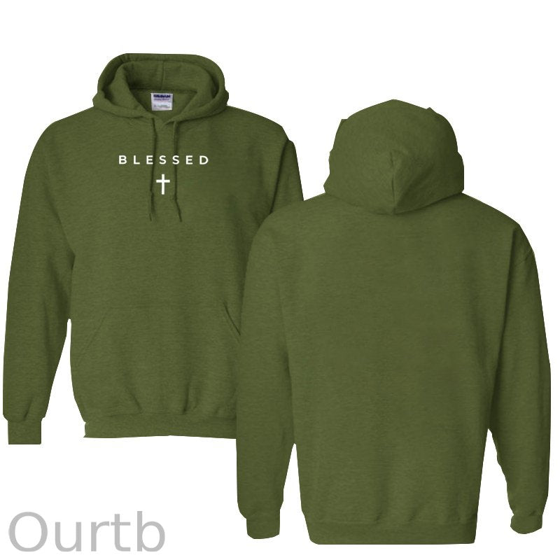 Cross Blessed Cotton Hooded Sweatshirt
