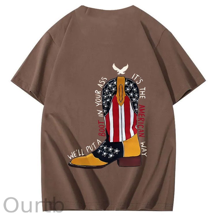Red White And Blue  Pattern Print 100%Cotton T-Shirt