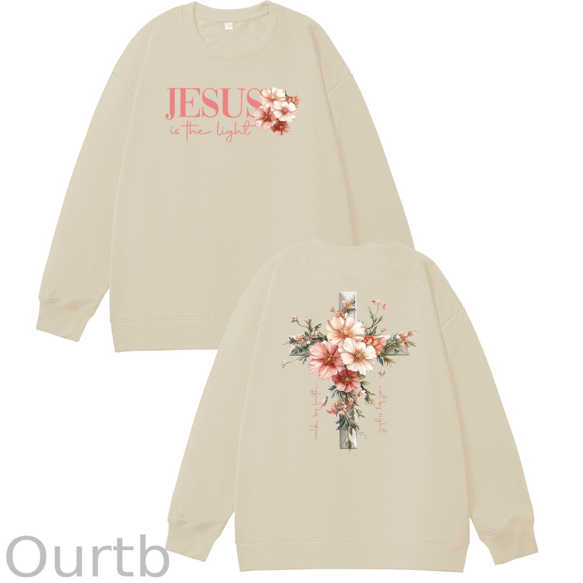 Jesus is The Light  Pattern 100% 300g CottonCrew Neck Sweatshirt