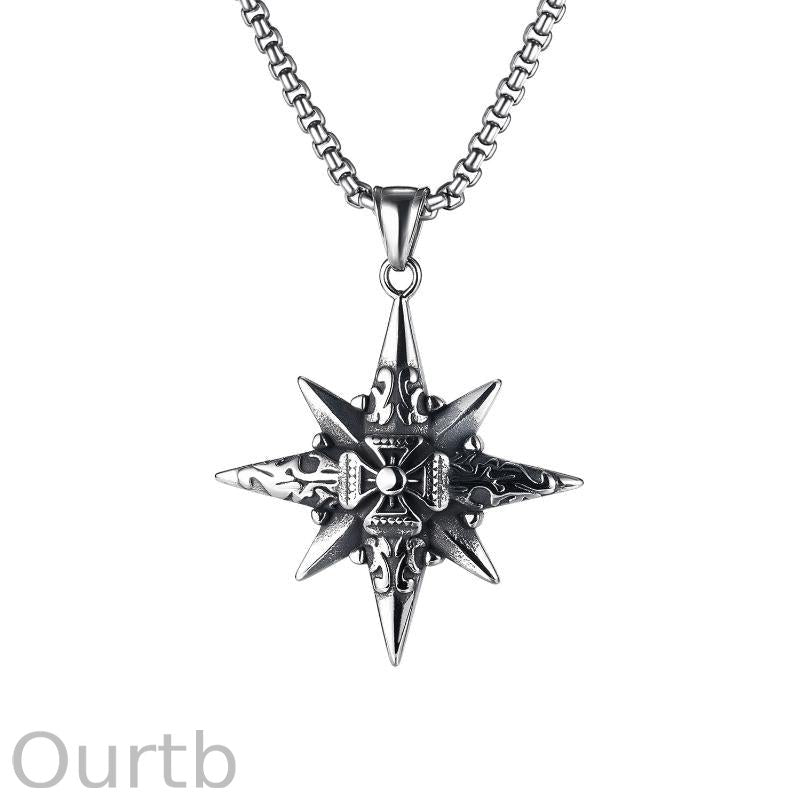 Vintage Casual Octagonal Star Cross Necklace 13169889TO