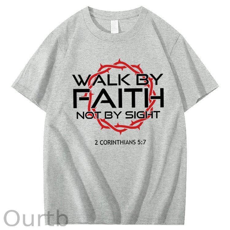 Jesus Walk By Faith Christian 100% Cotton T-Shirt