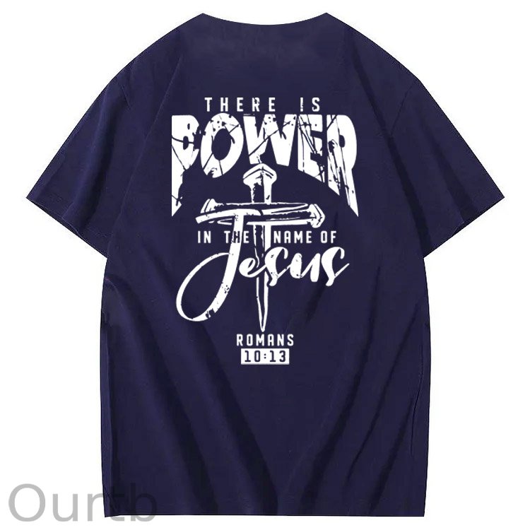 There Is Power In The Name Of Jesus Pattern Print T-Shirt
