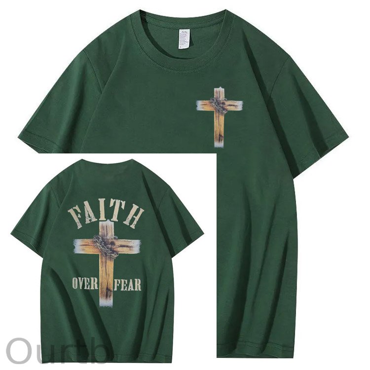 Faith Over Fear  Pattern Print 100%Cotton T-Shirt