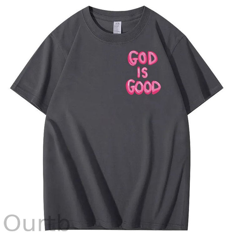 God Is Good Pattern  Print 100%Cotton T-Shirt