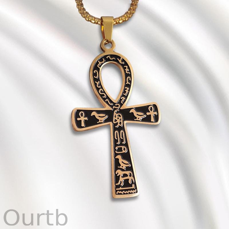 Vintage Casual Egyptian Symbol Cross Necklace 64269219TO
