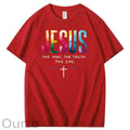 Watercolor Jesus  Pattern  Print 100%Cotton T-Shirt