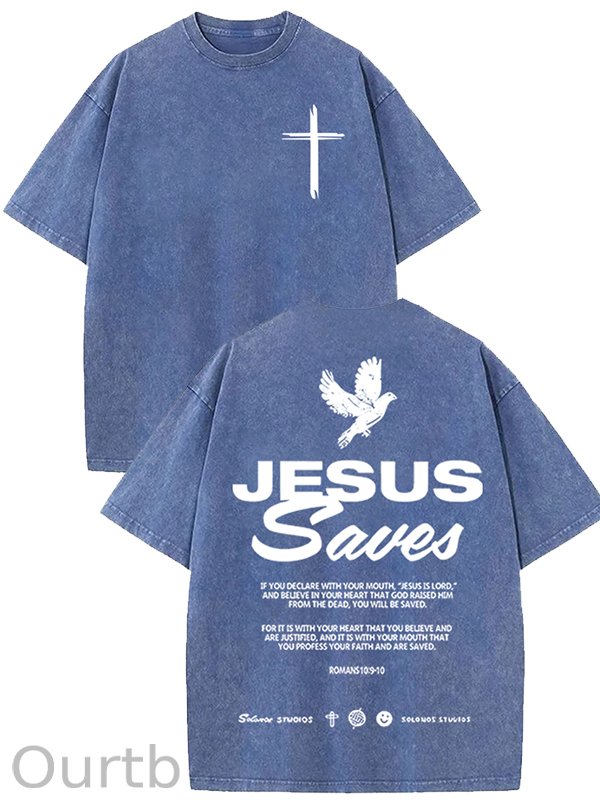 Jesus Saves Washed Cotton T-Shirt