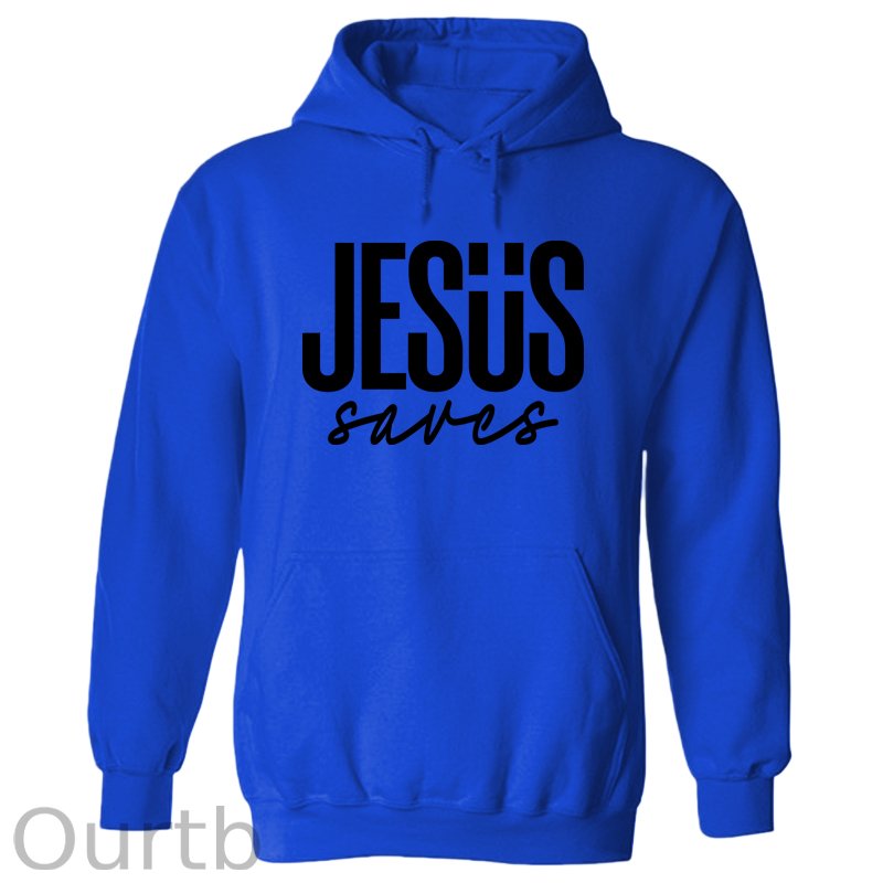 JESUS saves Cotton Hooded Sweatshirt