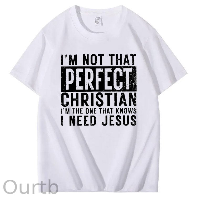 I Need Jesus  Pattern Print 100%Cotton T-Shirt