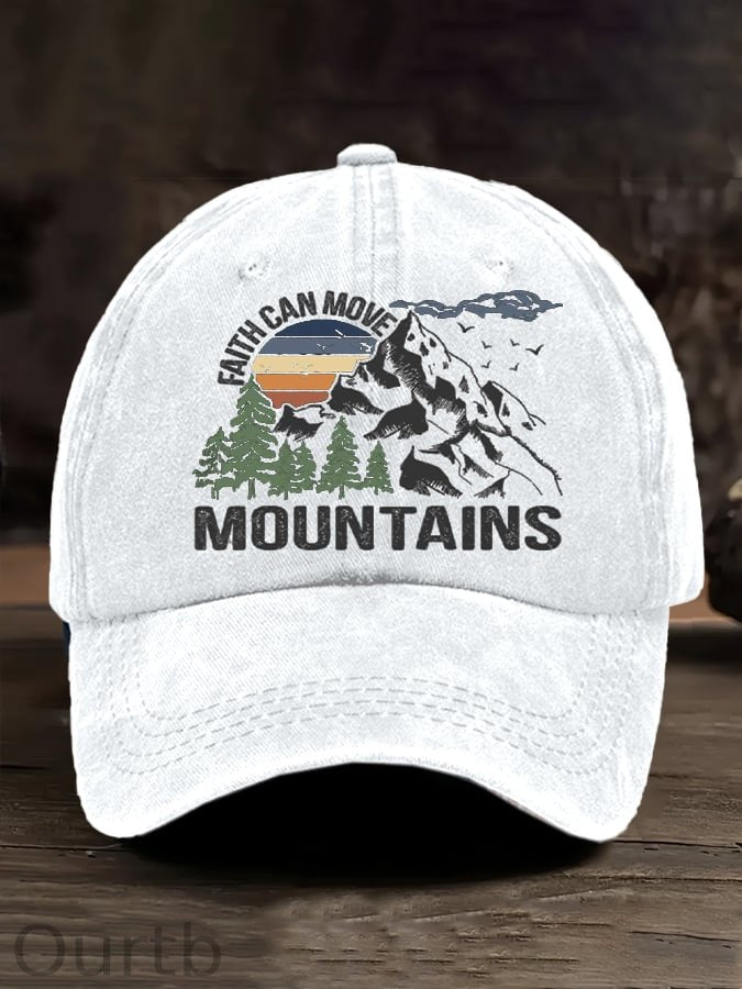 Retro Faith Can Move Mountains Outdoor Hiking Printed Baseball Cap