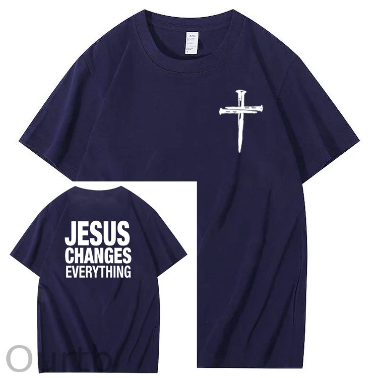 Jesus Changes Everything Pattern Print Crew Neck T-Shirt