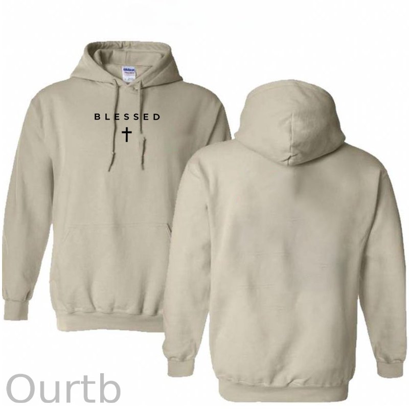 Cross Blessed Cotton Hooded Sweatshirt