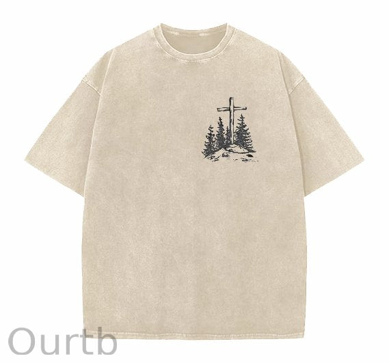 Follow The Word Not The Hero Easter Jesus Christ  faith And God Washed And Distressed Craft Pint Pattern Crew Neck T-Shirt
