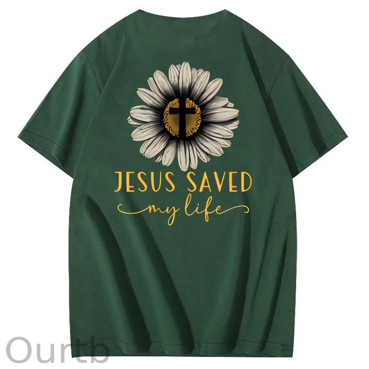 Jesus Saves My Life Pattern100% Cotton T-Shirt