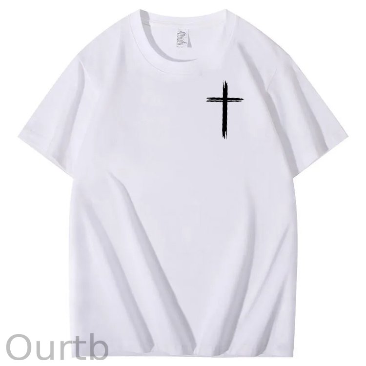 Jesus Died For Me Now I Live For Him Pattern Crew Neck T-Shirt