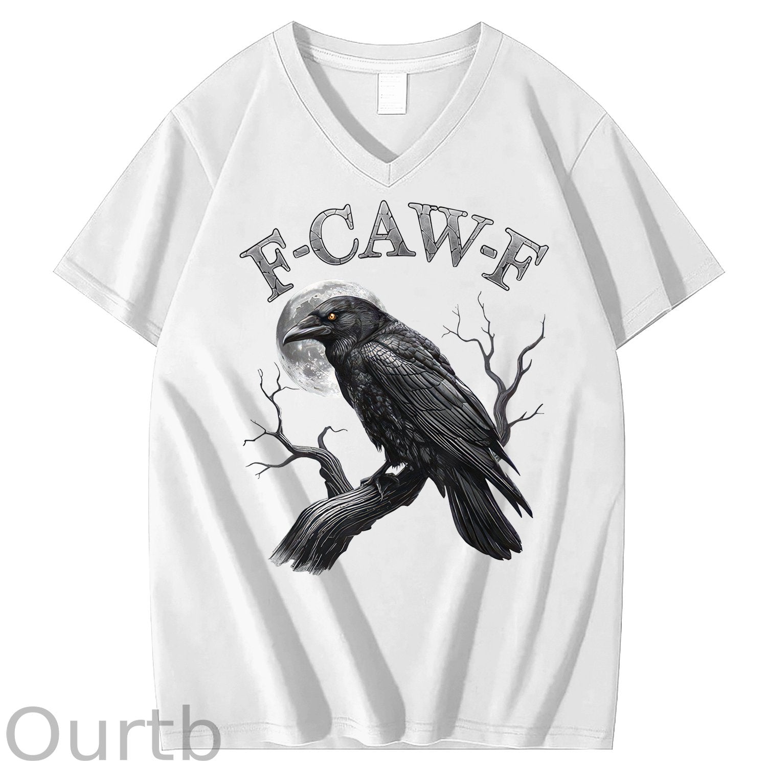 F-Caw-F Crow 100% Cotton V Neck T-Shirt