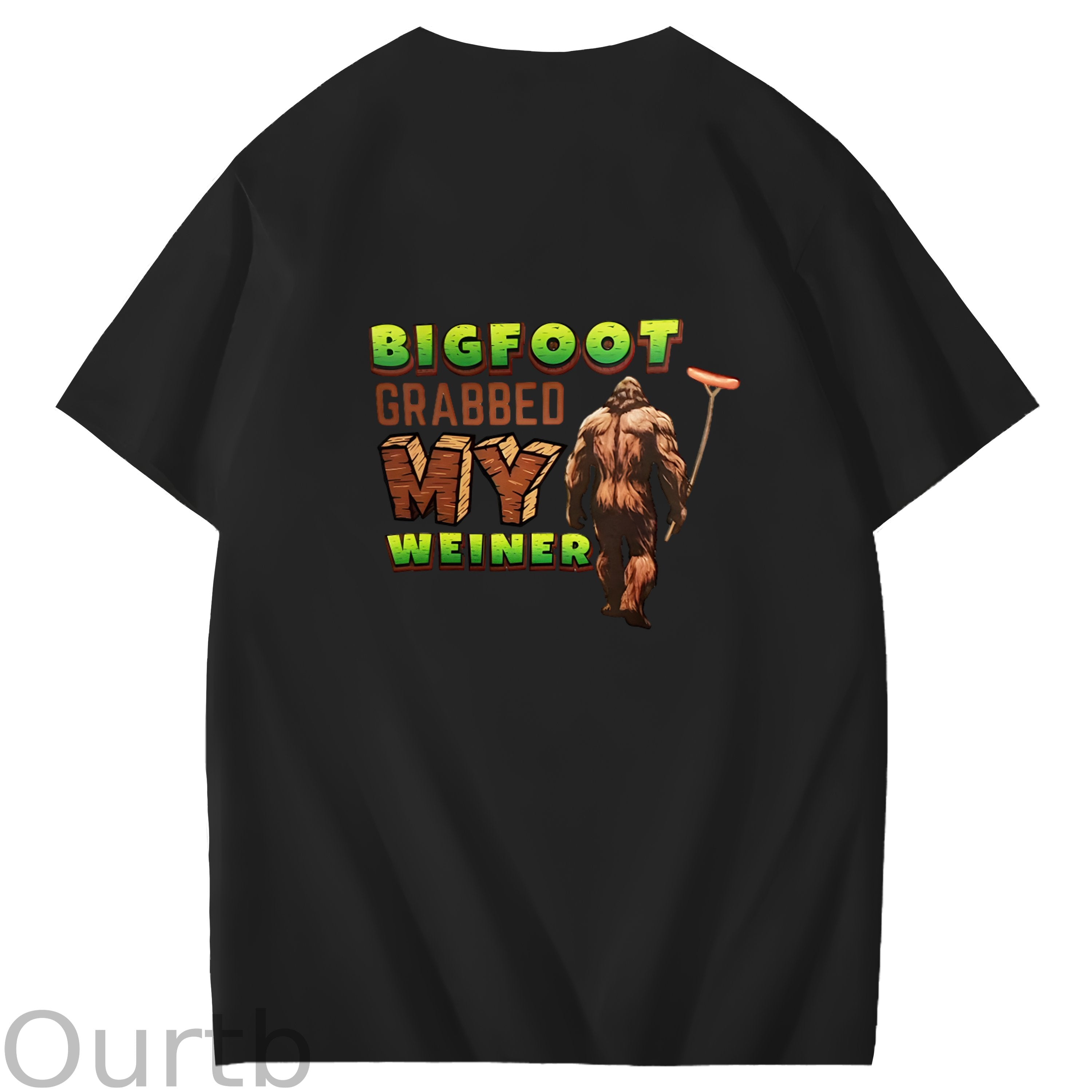 Bigfoot Grabbed My Weiner Art Pattern Print T-Shirt