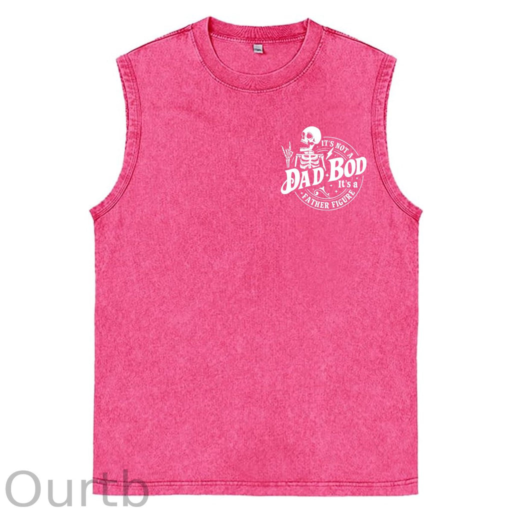 It's Not A Dad Bod It's A Father Figure Print Washed Cotton Sleeveless Tank Tops