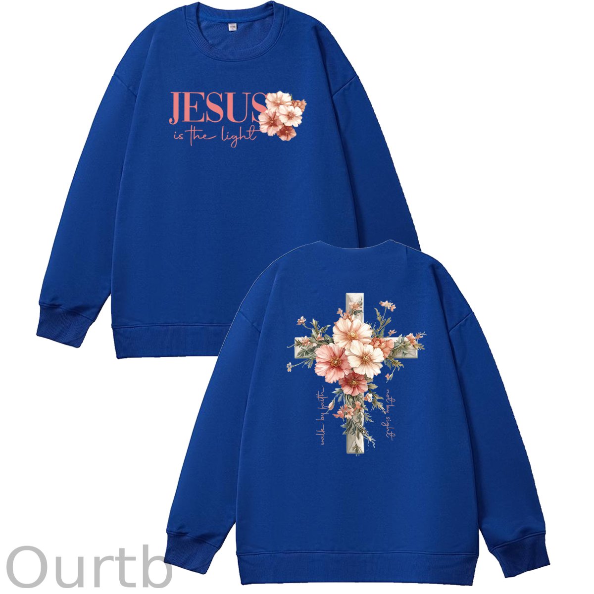 Jesus is The Light  Pattern 100% 300g CottonCrew Neck Sweatshirt