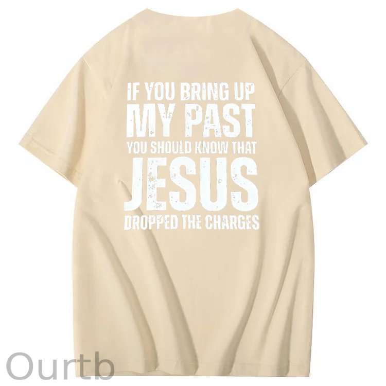 Bring Up My Past Jesus Pattern Print Crew Neck T-Shirt