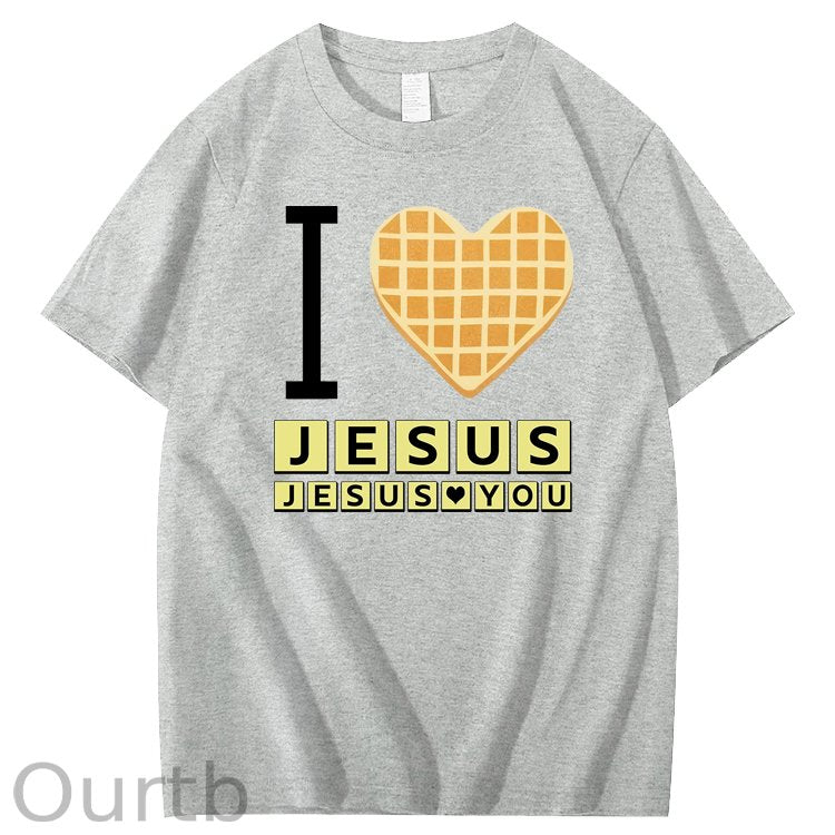 I Love Jesus Jesus Love You Waffle 100% Cotton T-Shirt