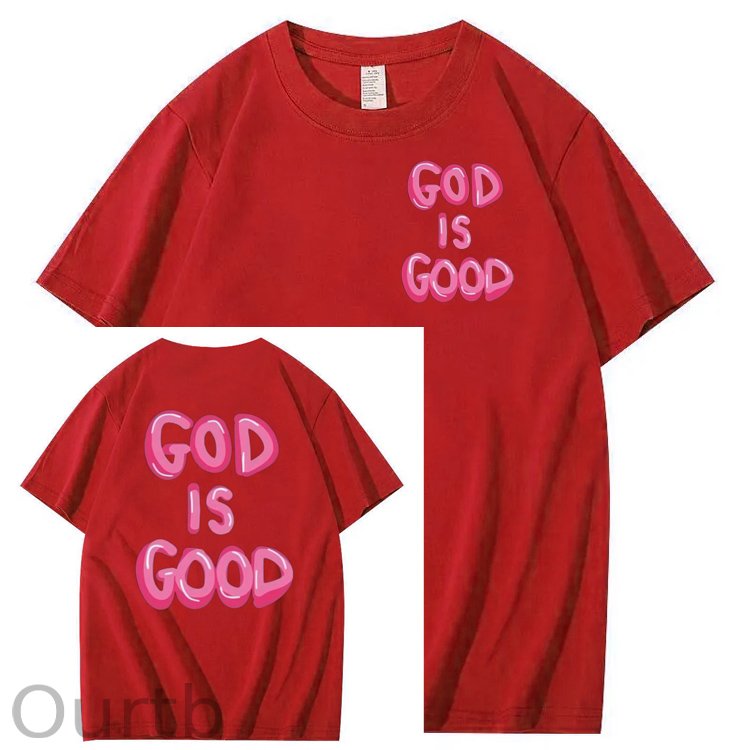 God Is Good Pattern  Print 100%Cotton T-Shirt