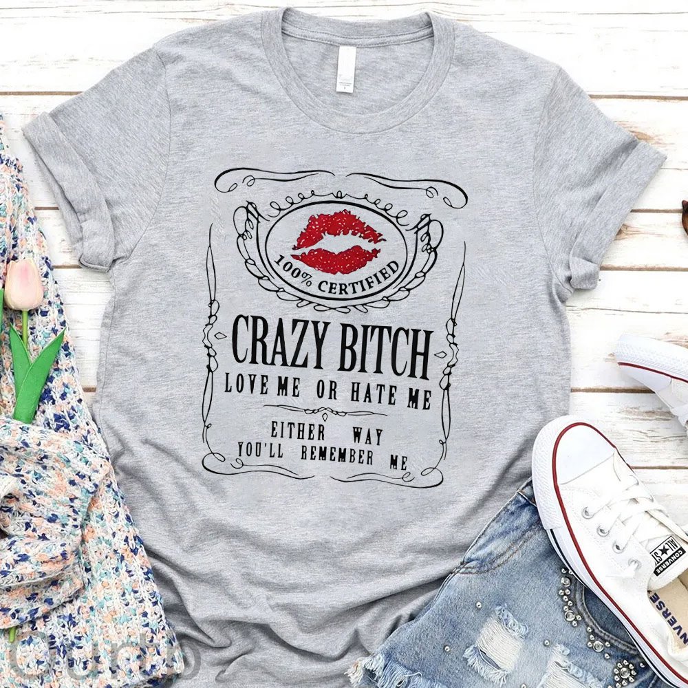 Crazy Bitches  Pattern Round-Neck T-Shirt
