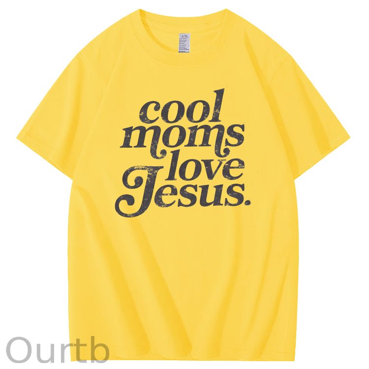 Cool Moms Love Jesus  Pattern 100% Cotton T-Shirt