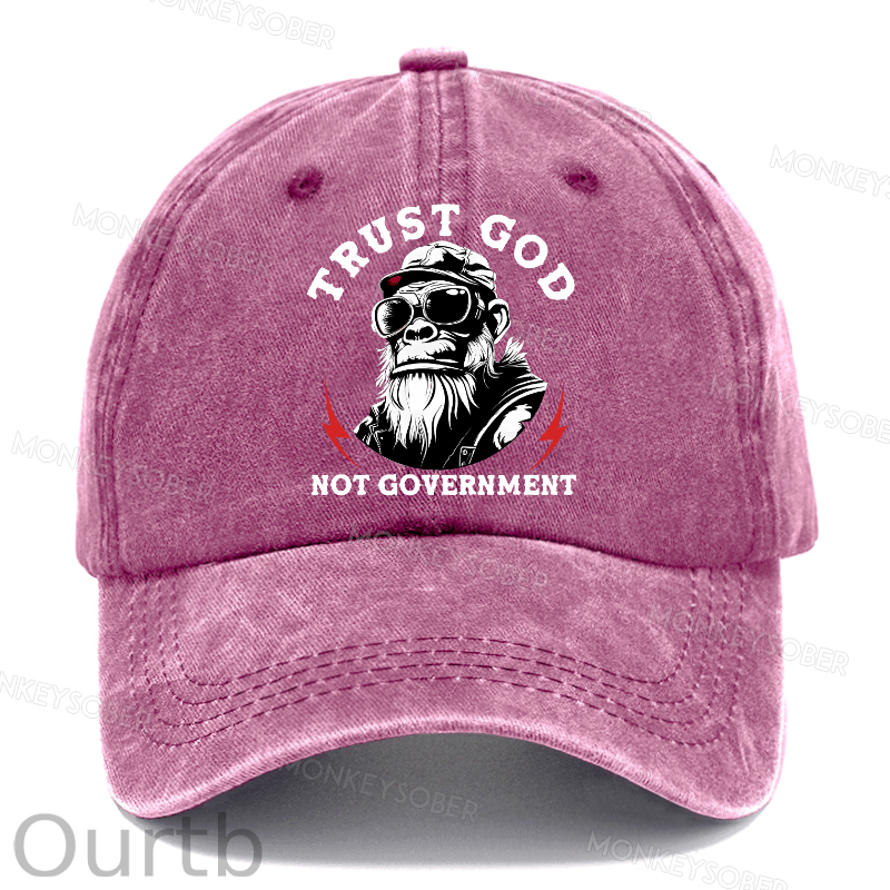 Trust God Not Government Washed Baseball Caps