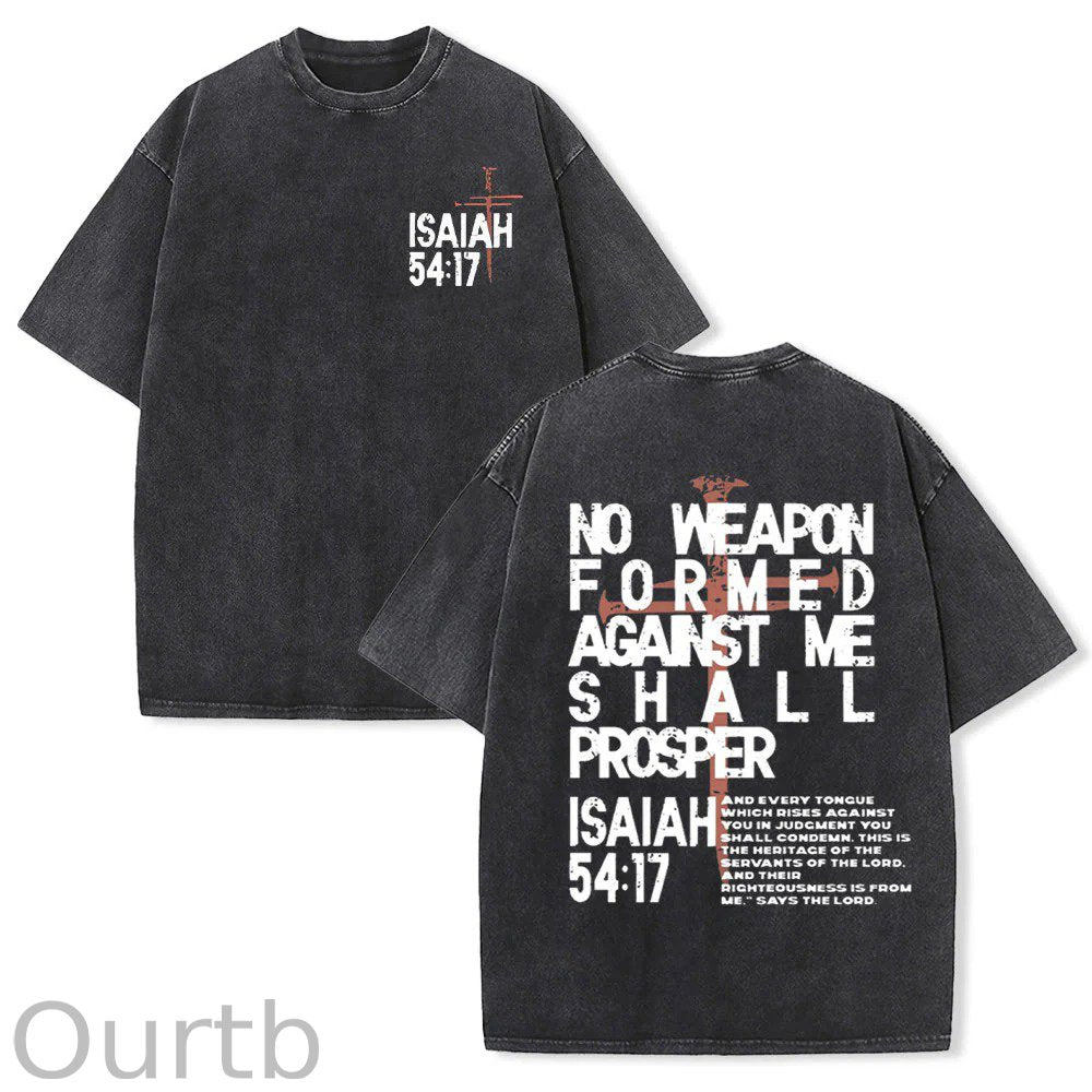 No Weapon Formed Against Me Christian Washed Cotton T-Shirt
