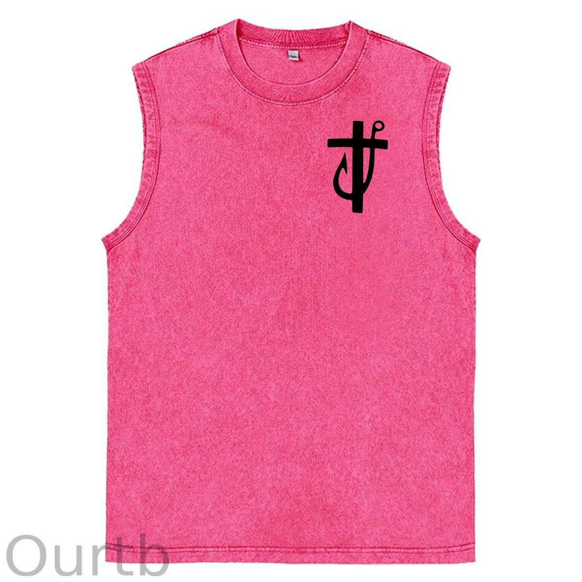 Jesus Made Me A Fisherman  Pattern Sleeveless Cotton Washed Printed Loose Vest