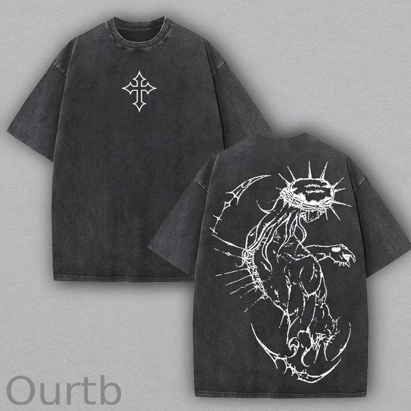 Jesus Cross Washed Cotton T-Shirt
