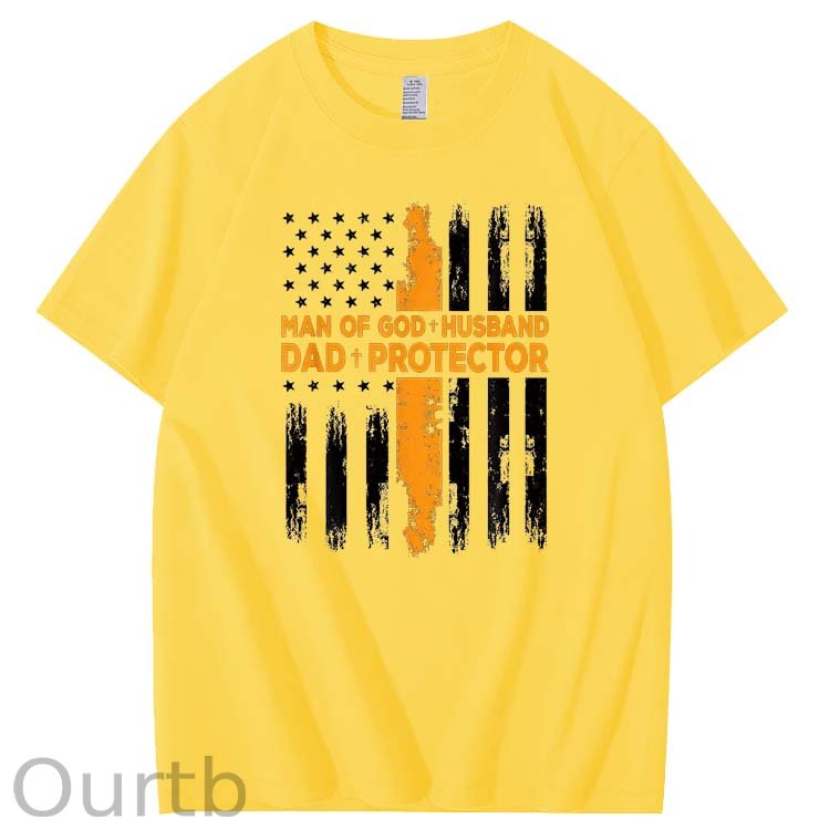 Man Of God+Husband+ Protector Pattern 100% Cotton T-Shirt