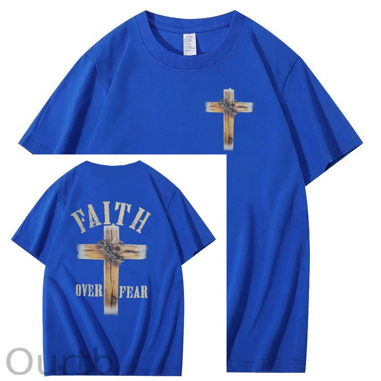 Faith Over Fear  Pattern Print 100%Cotton T-Shirt