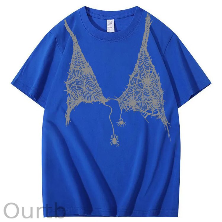 Halloween Fun Spider Web Bra Pattern Pattern  Print 100%Cotton T-Shirt