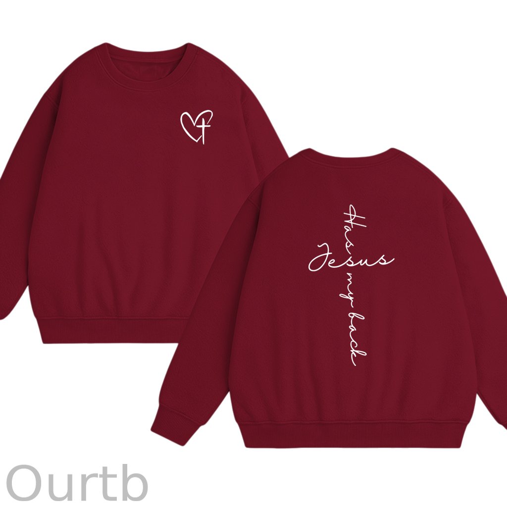 Jesus Has My Back Cotton Fleece Sweatshirt