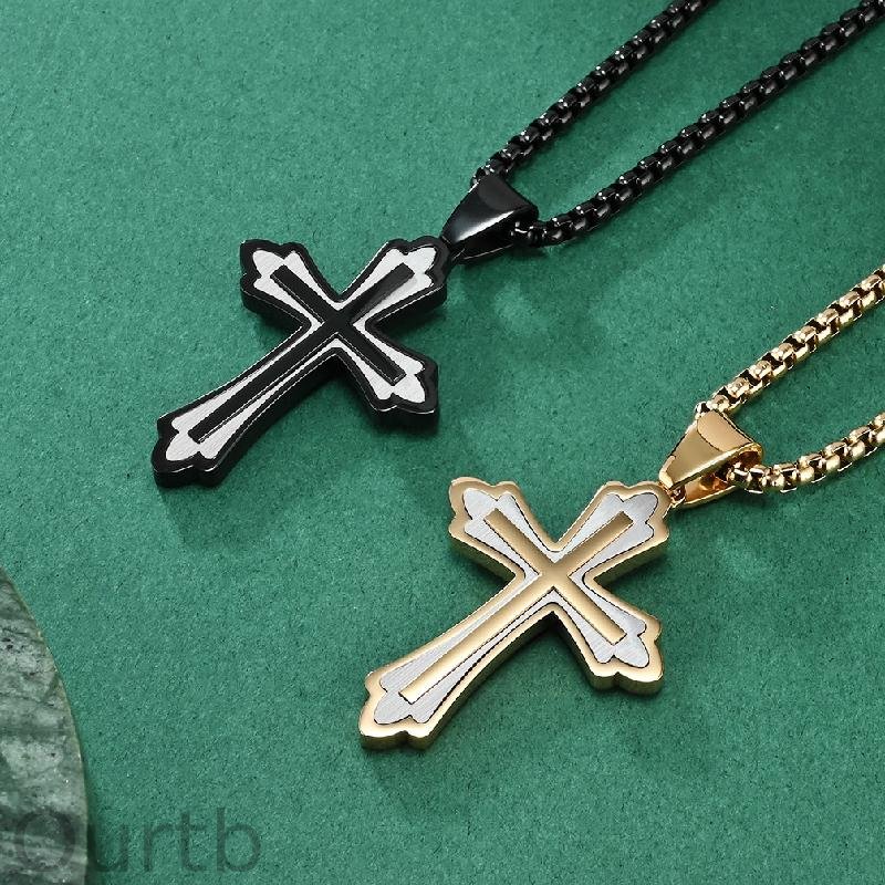Retro Casual Color Matching Cross Necklace 27329294TO