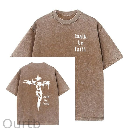 Jesus Pint Pattern Crew Neck T-Shirt