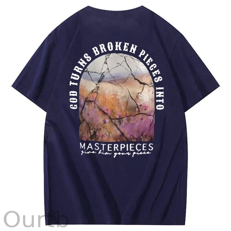 God Turns Broken Pieces Into Masterpieces Christian Pattern Crew Neck T-Shirt