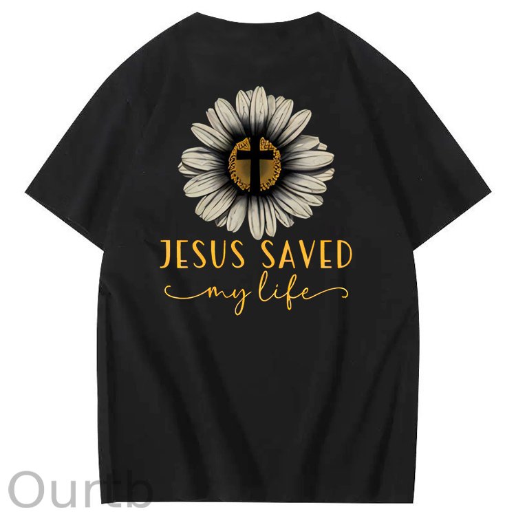 Jesus Saves My Life Pattern100% Cotton T-Shirt