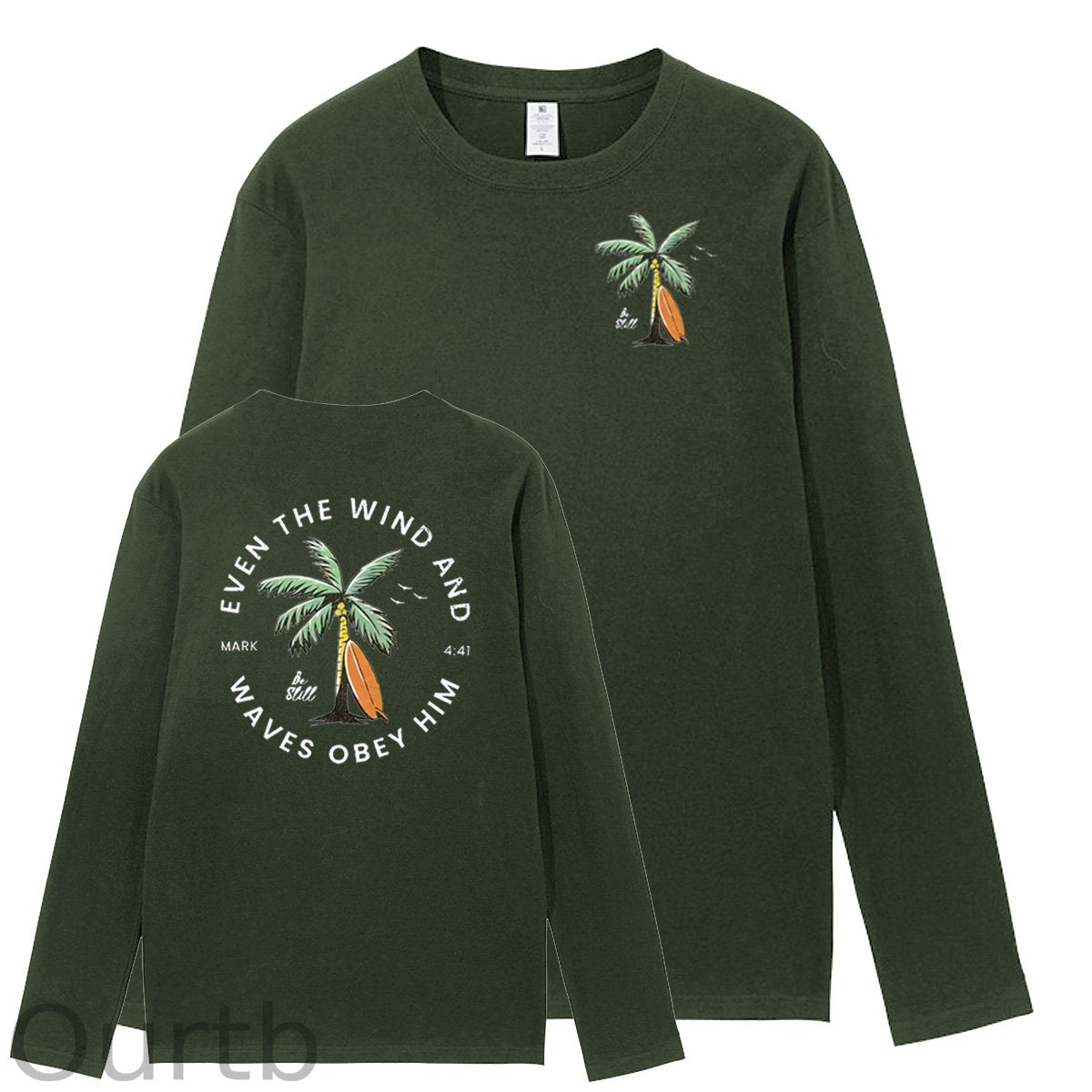 Be Still  Pattern Long Sleeve 100% Cotton  T-Shirt