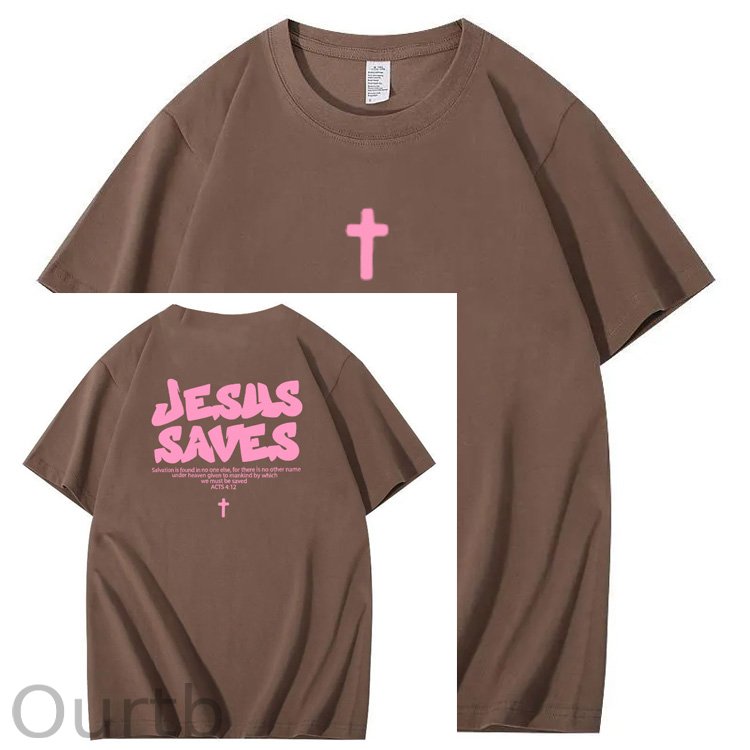 Jesus Saves  Pattern100% Cotton T-Shirt